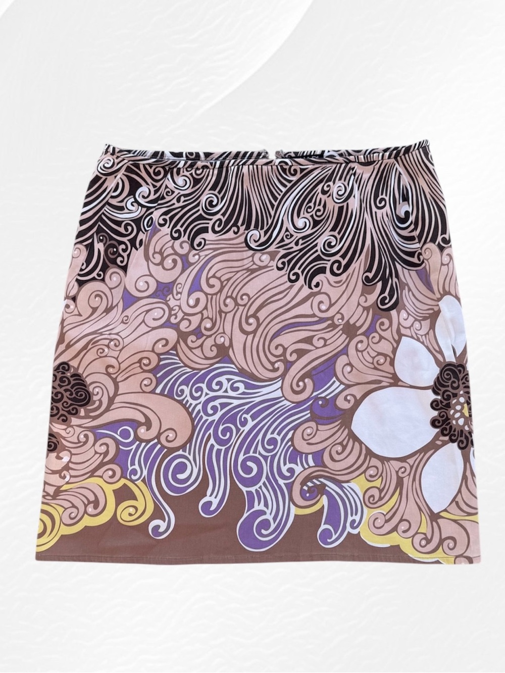 Elie Tahari Floral and Abstract Paisley Waves Print Mini Pencil Skirt ~ 8